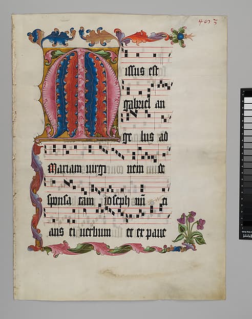 Manuscript Leaf with the Initial M, from an Antiphonary