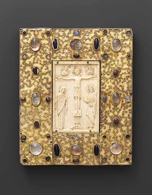 Panel with Byzantine Ivory Carving of the Crucifixion