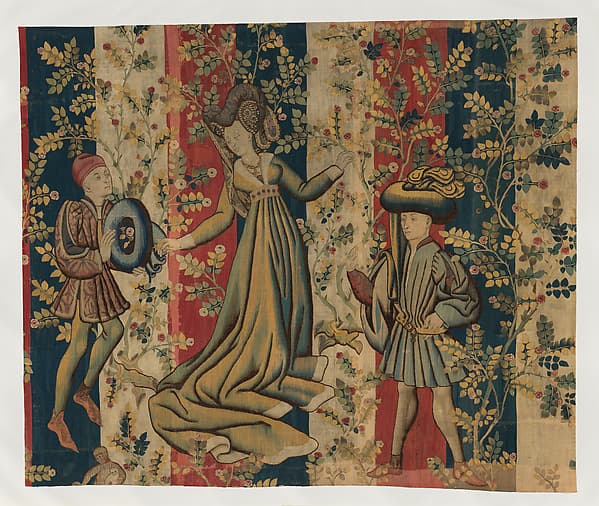 Courtiers in a Rose Garden: A Lady and Two Gentlemen