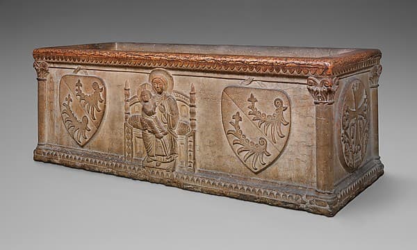 Sarcophagus with Virgin and Child and the Arms of the Sanguinacci Family