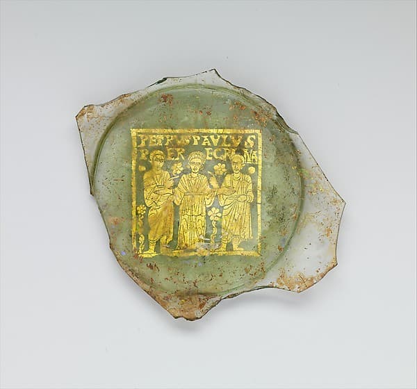 Plate Base with Peregrina between Saints Peter and Paul