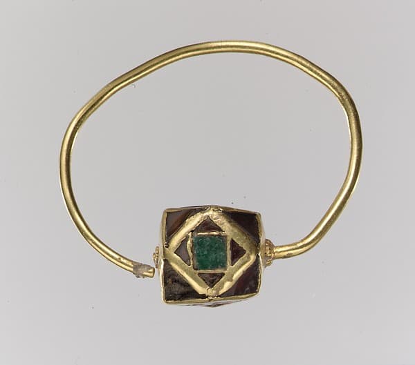 One of a Pair of Gold Cloisonné Earring