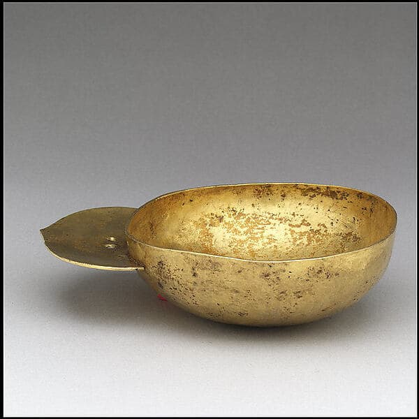 Gold Drinking Bowl with Handle