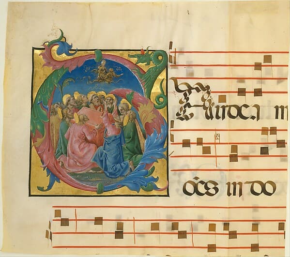 Manuscript Illumination with the Assumption of the Virgin in an Initial G, from a Gradual, by Cosmè Tura (Cosimo di Domenico di Bonaventura)