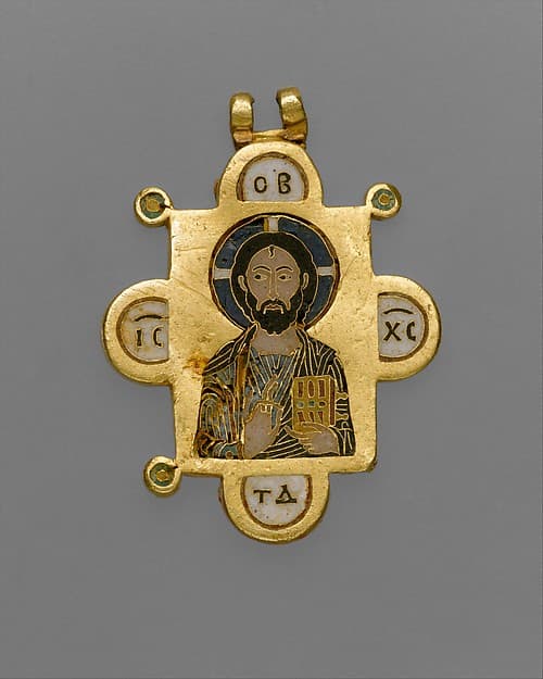 Double-Sided Pendant Icon with the Virgin and Christ Pantokrator