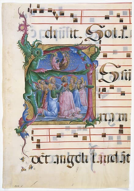 Manuscript Illumination with the Assumption of the Virgin in an Initial A, from an Antiphonary, by Cosmè Tura (Cosimo di Domenico di Bonaventura)
