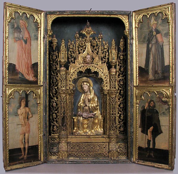 Altar Shrine with Four Saints, by Italian (Venetian) Painter