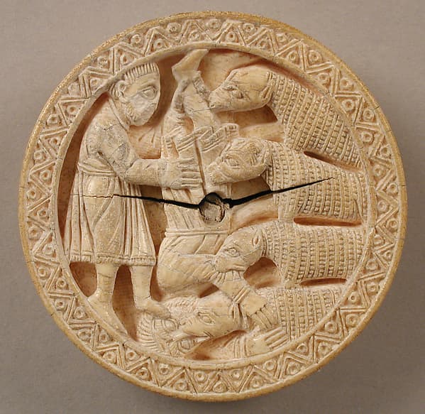Game Piece with Hercules Throwing Diomedes to His Man-Eating Horses