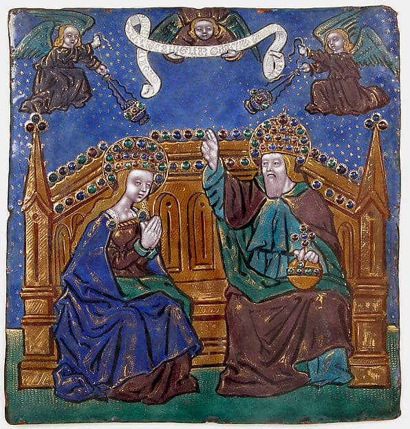 Plaque with God The Father Blessing The Virgin, by Workshop of the Master of the High Foreheads