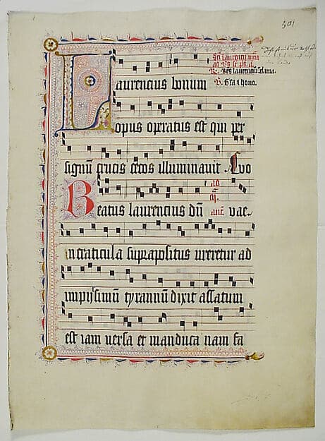 Manuscript Leaf with Initial L, from an Antiphonary