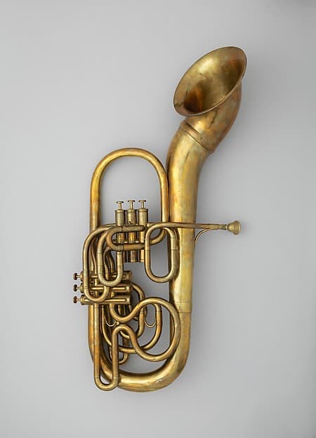 Bass saxhorn in B-flat, by Adolphe (Antoine Joseph) Sax