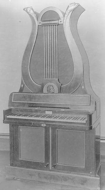 Upright (Lyre) Piano with Pedalboard, by Johann Christian Schleip