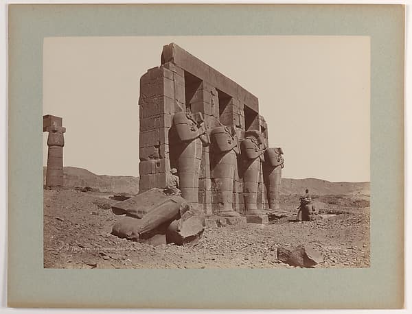 Thèbes, Temple de Ramasseum, Colosses brisés, by Emile Béchard