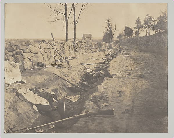 Rebel Dead Behind Stone Wall, Fredericksburgh, by Andrew Joseph Russell
