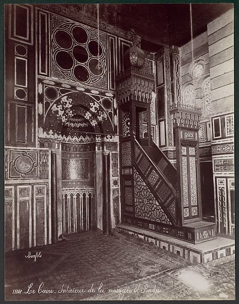 Le Caire - Intérieur de la mosquée El Bordei, by Félix Bonfils