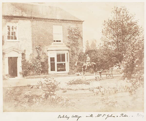 Oakley Cottage with Mr. St. John and Peter and Polly, by John Dillwyn Llewelyn