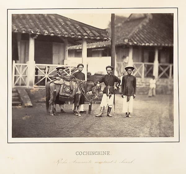 Riche Annamite montant à cheval, Cochinchine, by Emile Gsell