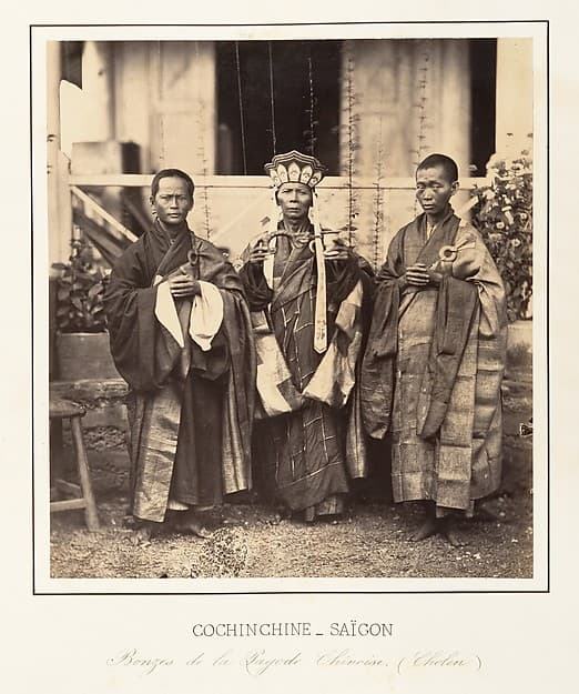 Bonzes de la Pagoda Chinoise (Cholen), Saïgon, Cochinchine, by Emile Gsell