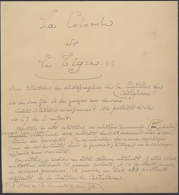 La Colombe et Le Tigre. Ma collection de photographies de la Comtesse de Castiglione, by Pierre-Louis Pierson