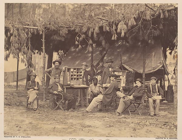 Chief Officer and Clerks of the Ambulance Department, 9th Army Corps, in Front of Petersburg, Virginia, by Timothy H. O'Sullivan