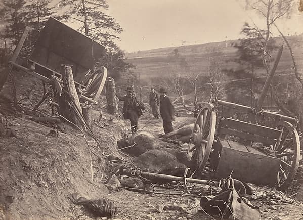 Rebel Cassion Destroyed by Federal Shells. At Fredericksburgh, May 3, 1863. Eight Horses Killed., by Andrew Joseph Russell