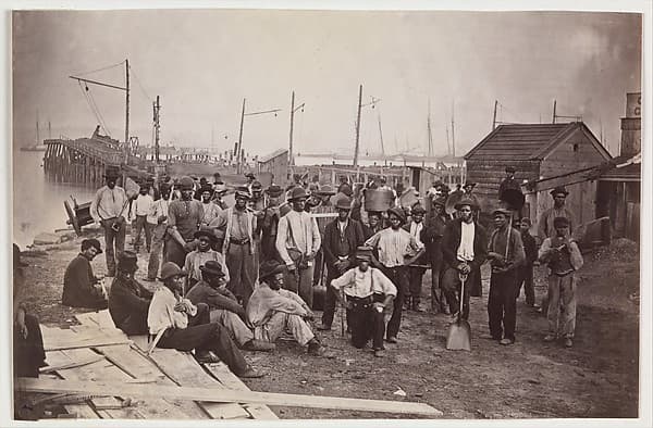 Laborers at Quartermaster's Wharf, Alexandria, Virginia, by Andrew Joseph Russell