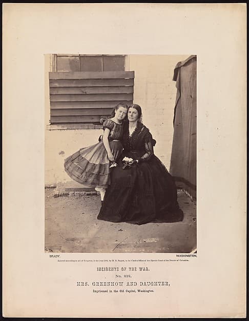 Mrs. Greenhow and Daughter, Imprisoned in the Old Capitol, Washington, by Alexander Gardner