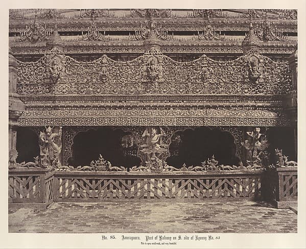 Amerapoora: Part of Balcony on the South Side of Maha-oung-meeay-liy-mhan Kyoung, by Linnaeus Tripe