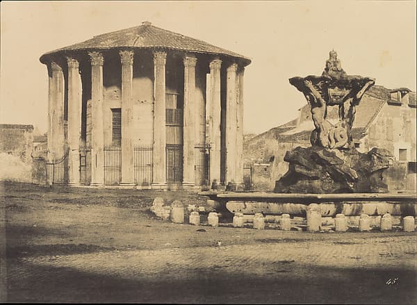 Temple of Vesta and Fountain, Piazza Bocca della Verita, by Firmin-Eugène Le Dien