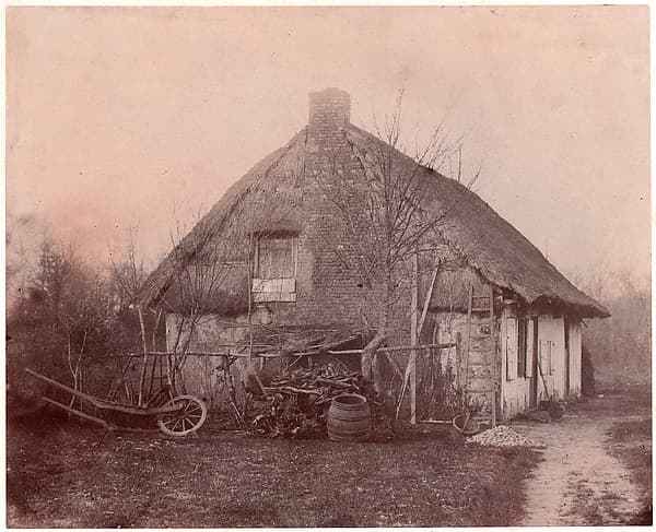 Ferme au toit de chaume, by Unknown
