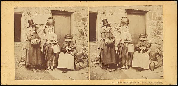 Llanberis, Group of Three Welsh Peasants, by London Stereoscopic Company