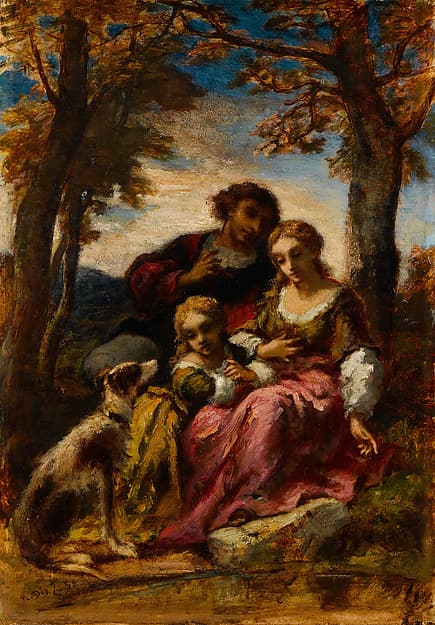Figures and a Dog in a Landscape, by Narcisse-Virgile Diaz de la Peña