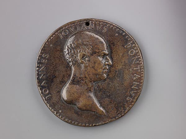 Portrait medal of Giovanni Giovano Pontano, by Adriano Fiorentino (Adriano di Giovanni de' Maestri)