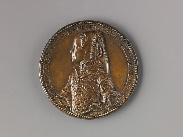 Portrait medal of Mary Tudor Queen of England (obverse); Allegory of Mary Tudor's Reign (reverse), by Jacopo Nizolla da Trezzo