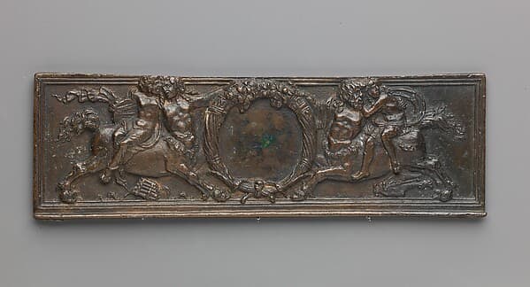 Front panel of a writing box (decorated with centaurs and nymphs), by Severo Calzetta da Ravenna