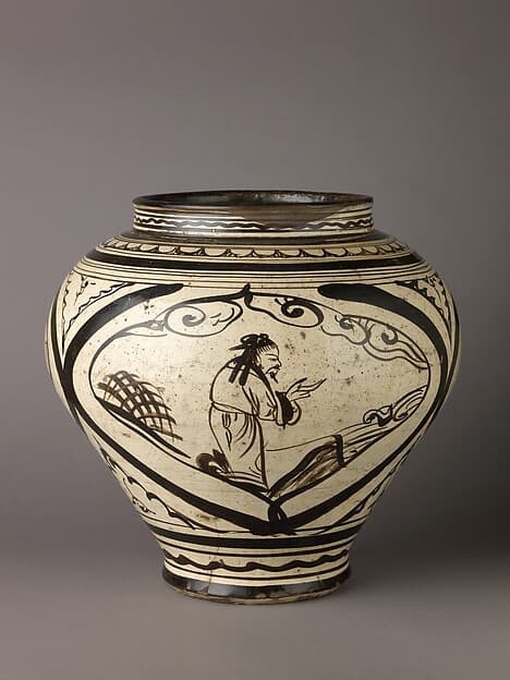 Wine jar (Guan), Cizhou ware, by Chinese