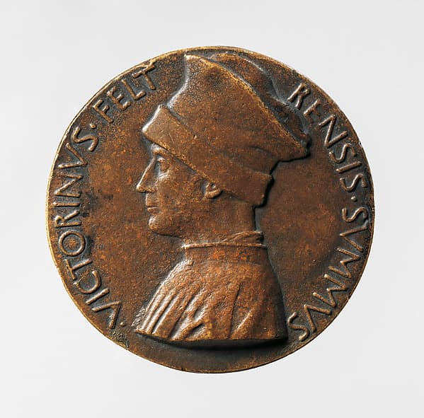 Portrait medal of Vittorino Rambaldoni da Feltre (obverse); A Pelican (reverse), by Pisanello (Antonio Pisano)