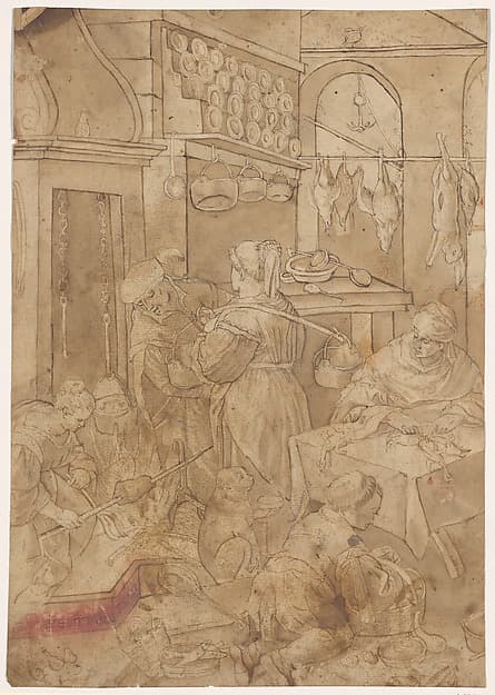 Kitchen Scene, by Copy after Leandro (?) Bassano