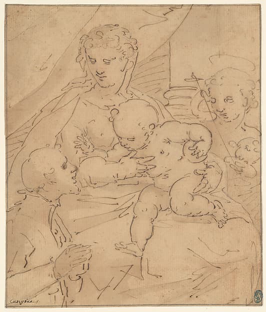Madonna and Child with the Young Saint John the Baptist and a Donor, by Workshop of Cambiaso