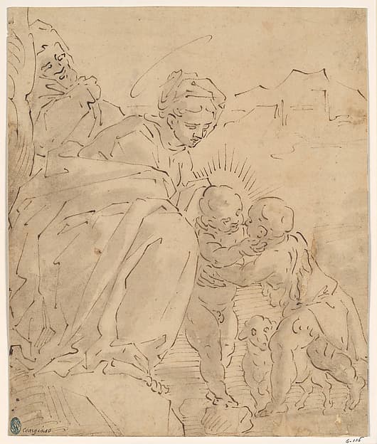 The Holy Family with the Young Saint John the Baptist, by School of Cambiaso