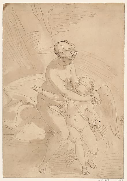 Venus Blindfolding Cupid, by School of Cambiaso