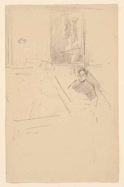 Museum Interior (?) with a Man Seated, by James McNeill Whistler