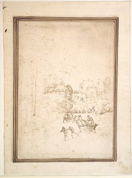 Approach to a Mountain Village with Horsemen on the Road, by Fra Bartolomeo (Bartolomeo di Paolo del Fattorino)