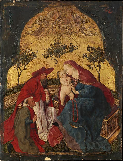 Virgin and Child with a Donor Presented by Saint Jerome, by Master of the Munich Bavarian Panels