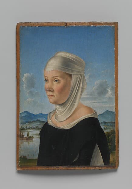 Portrait of a Woman, Possibly a Nun of San Secondo; (verso) Scene in Grisaille, by Jacometto (Jacometto Veneziano)