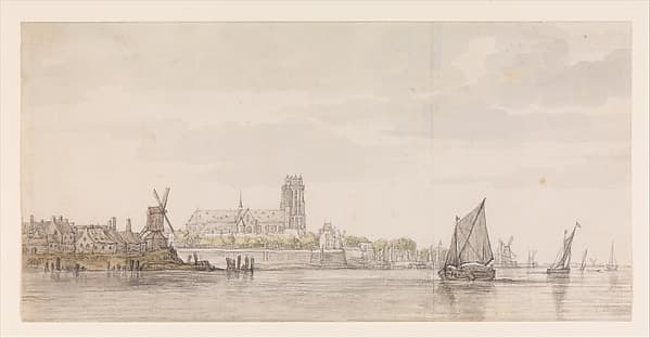 View of the Groote Kerk in Dordrecht from the River Maas, by Aelbert Cuyp