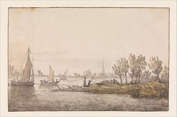 River Landscape with Sailboats, by Aelbert Cuyp