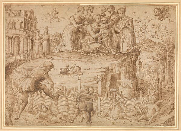 Vulcan Building a Fence Around the Mount of Venus, by Giovanni Bellini