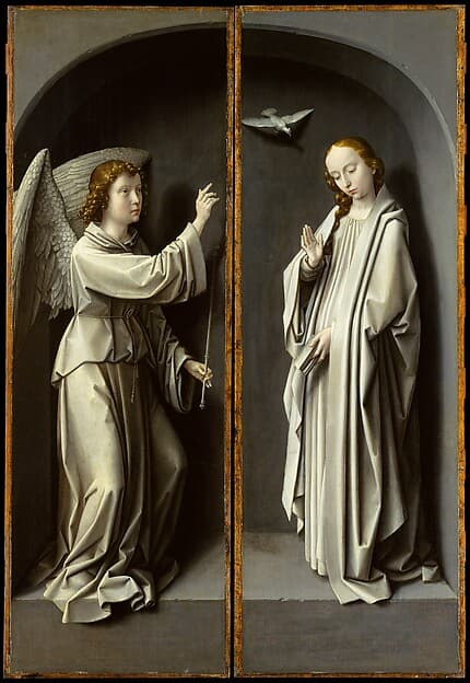 Archangel Gabriel; The Virgin Annunciate, by Gerard David