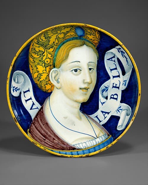 Dish (coppa amatoria), by "In Castel Durante" Painter